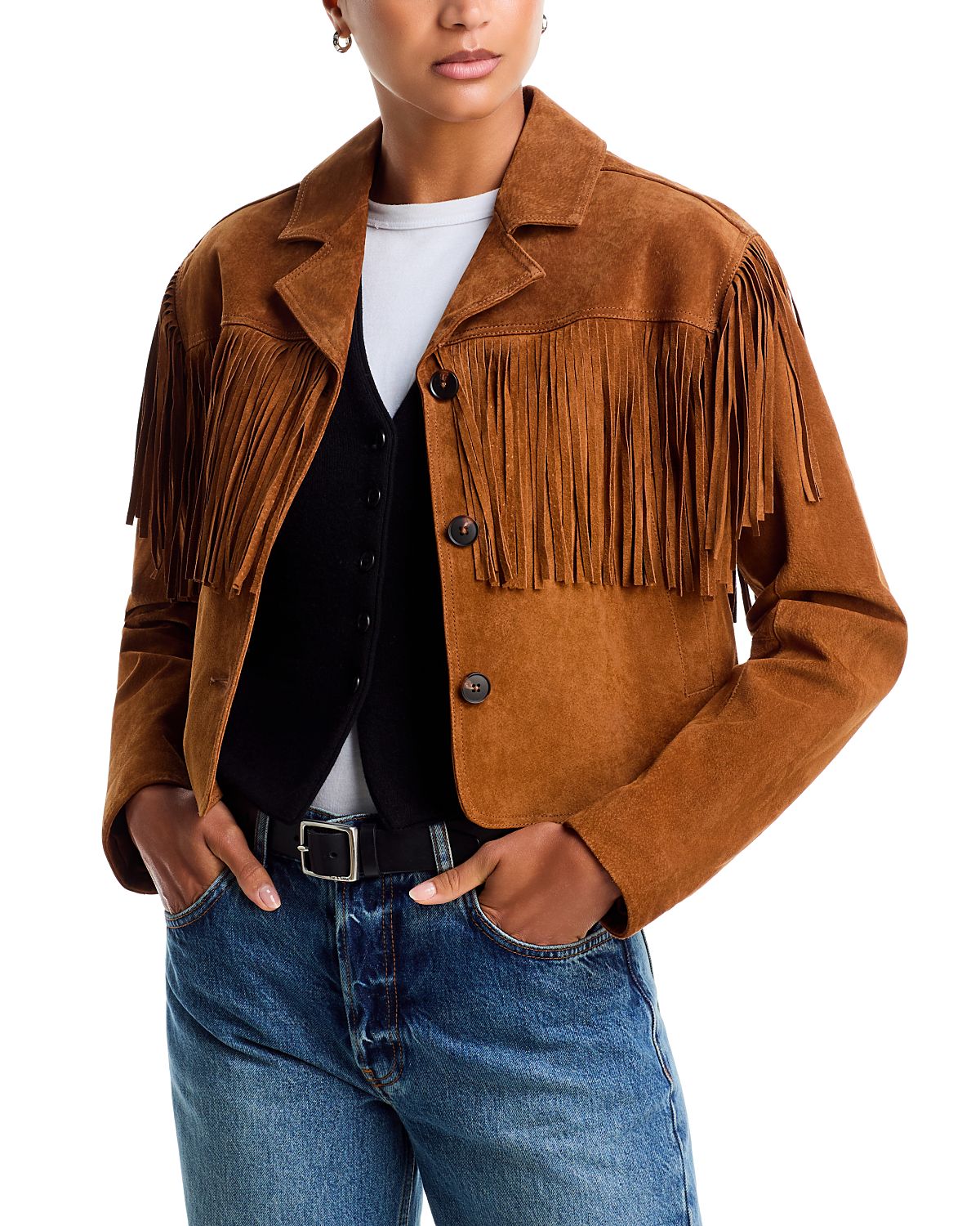 Blanknyc Smoked Paprika Leather Fringe Jacket