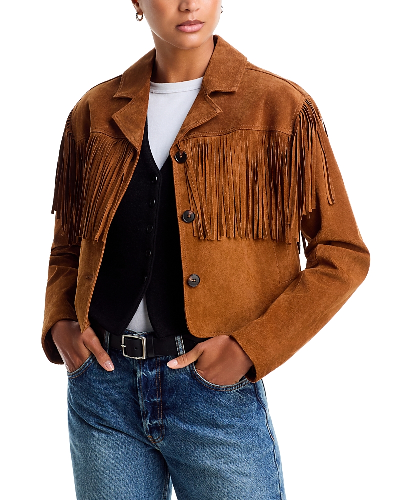 Blanknyc Smoked Paprika Leather Fringe Jacket
