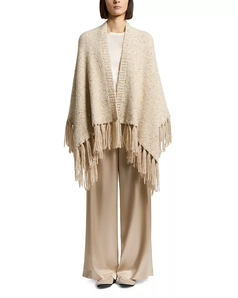 Peserico Alpaca Blend Sequin Knit Cape Sweater