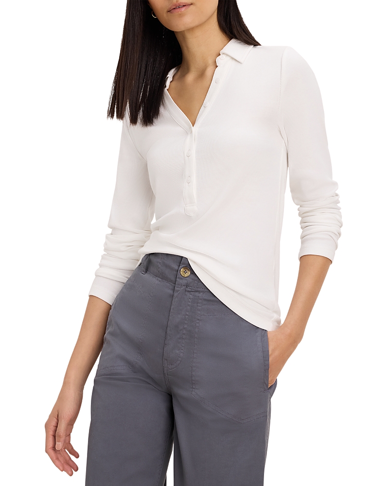 Nic+Zoe Perfect Rib Knit Long Sleeve Polo