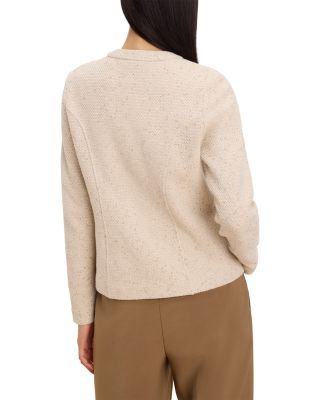 Trimmed Weave Mixed Knit Jacket - thumbnail 3