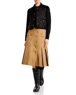Diamond Quilted Padded Wool Cardigan - thumbnail 2