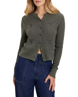 Pointelle Knit Pocketed Cardigan