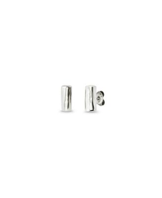  Sterling Silver-Plated Tube-Shaped Earrings