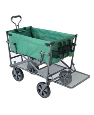 Double Decker Wagon Green Collapsible Outdoor Utility Garden Cart, Ages 14+