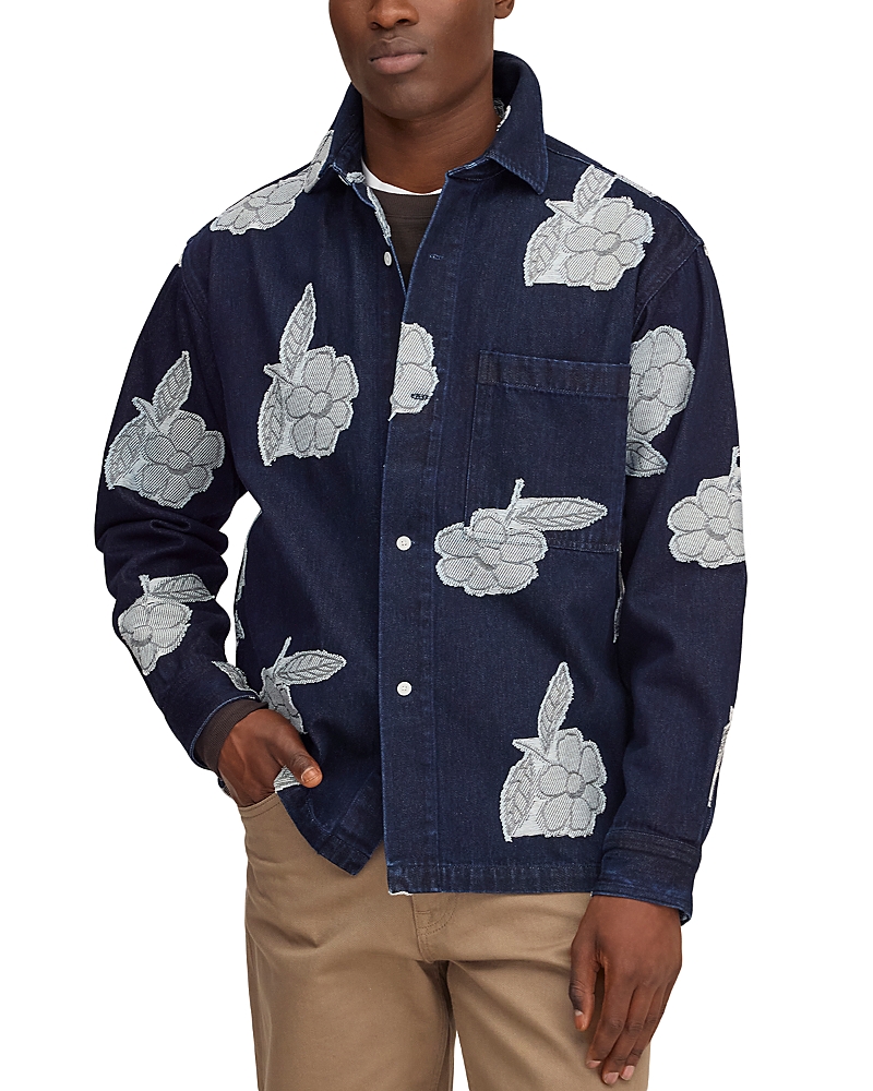 Nn07 Adwin Floral Pocket Cotton Denim Overshirt