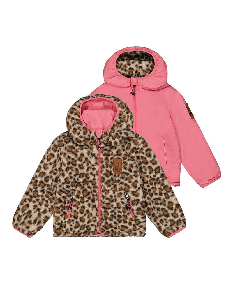 Deux par Deux Girls' Reversible Mid-Season Fleece Hooded Jacket - Little Kid