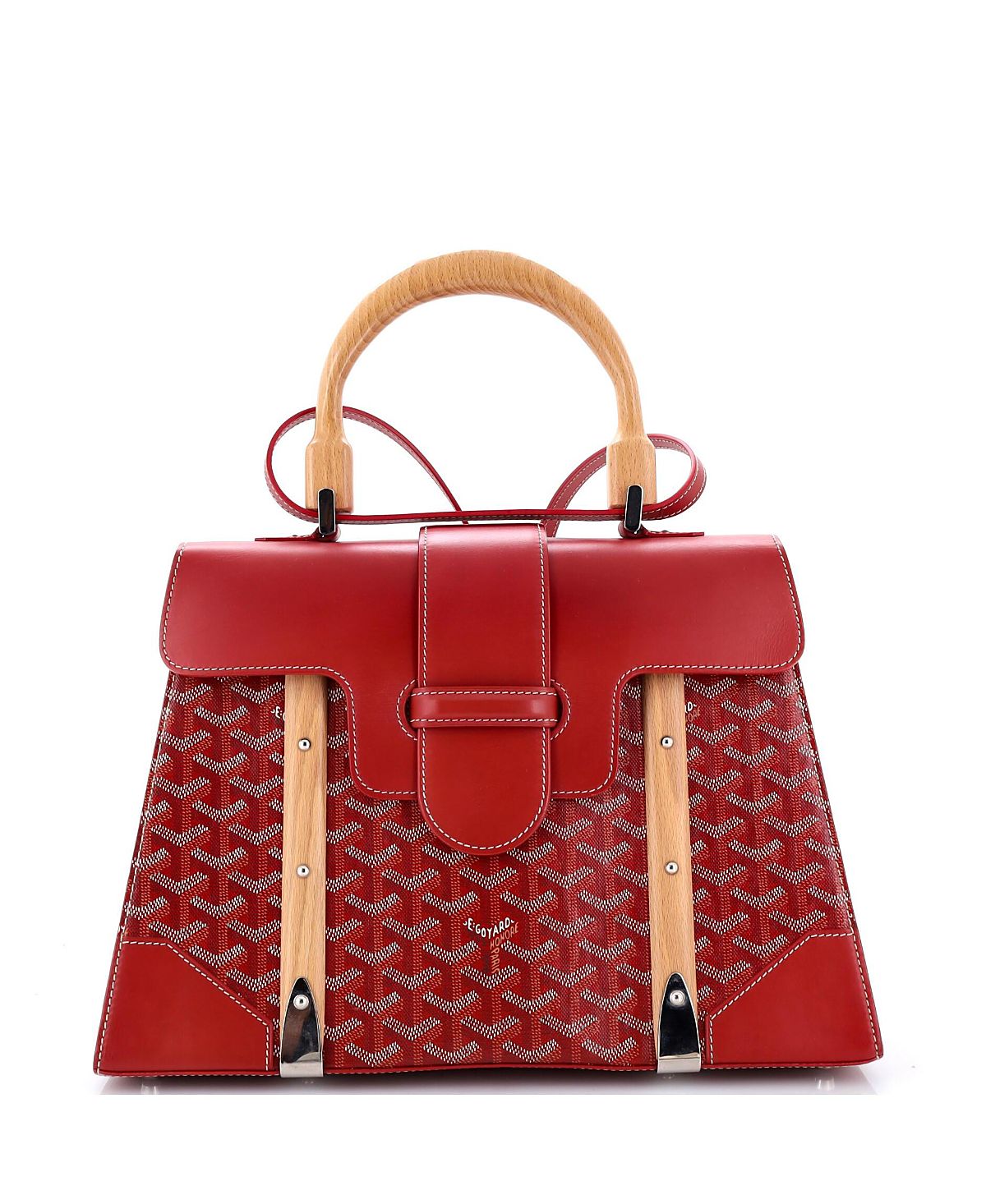 Pre-Owned Goyard Mm Saigon Top Handle Bag Coated Canvas with Leather