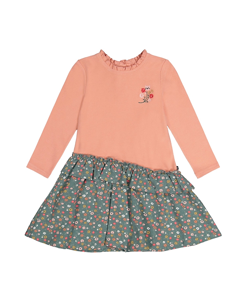 Deux par Deux Girls' Bi-Material Ribbed Bodice Gathered Skirt Dress - Baby