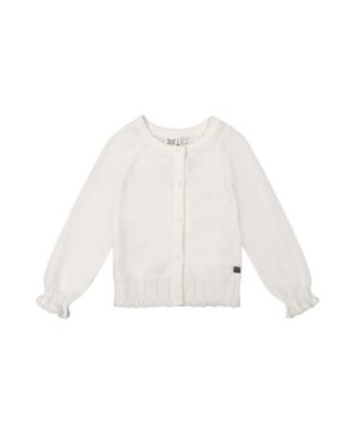Girls' Knit Button-Front Scallop Ruffle Trim Cardigan - Big Kid
