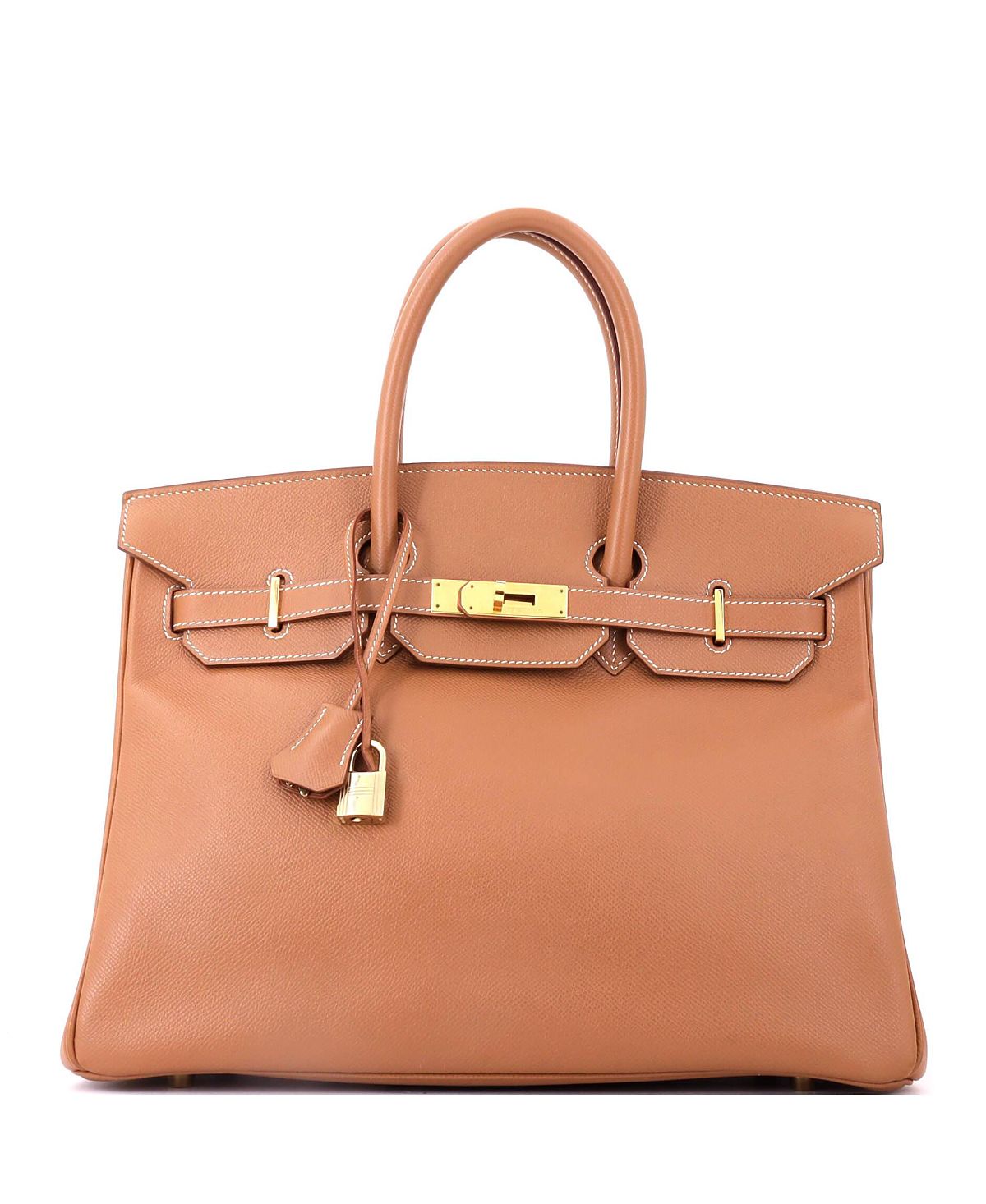 Pre-Owned HERMES Birkin 35 Handbag Brown Courchevel with Gold Hardware