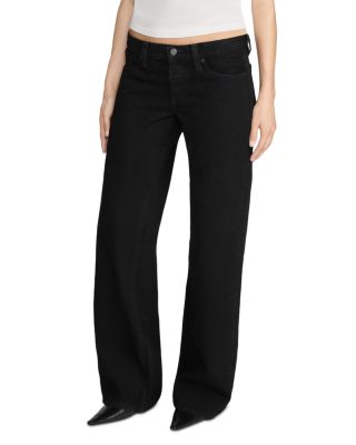 Petite The Pixie Gray Low Rise Wide Flare Leg Jeans in Black - thumbnail 3