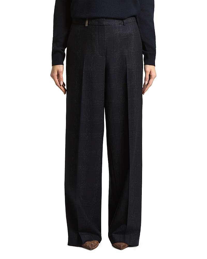 Peserico Woman Pants in Stretch Wool Blend Check Flannel with Lurex