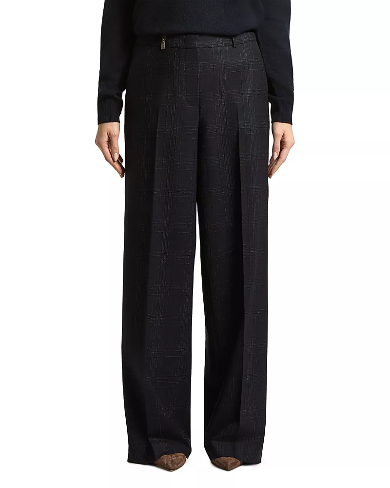 Peserico Woman Pants in Stretch Wool Blend Check Flannel with Lurex
