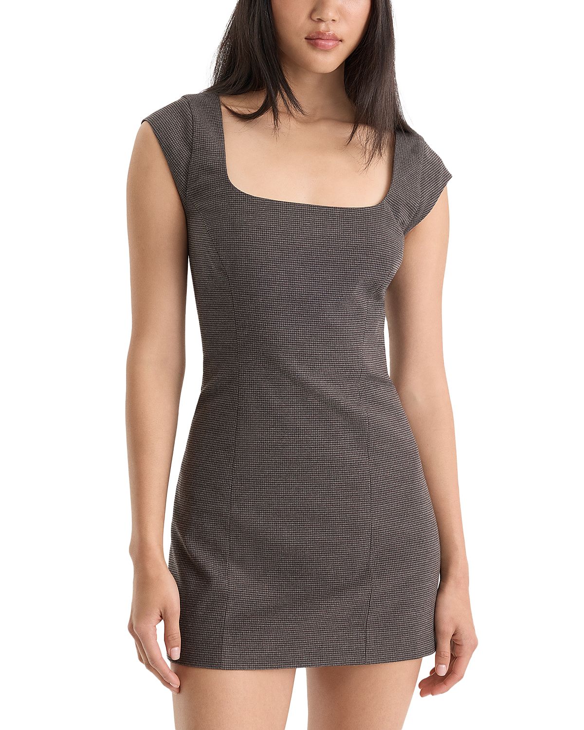 Good American The Cap Sleeve Square Neck Mini Dress