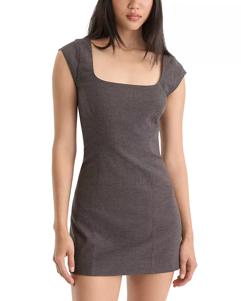 Good American The Cap Sleeve Square Neck Mini Dress