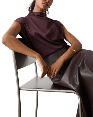 Cowl Neck Satin Sleeveless Top