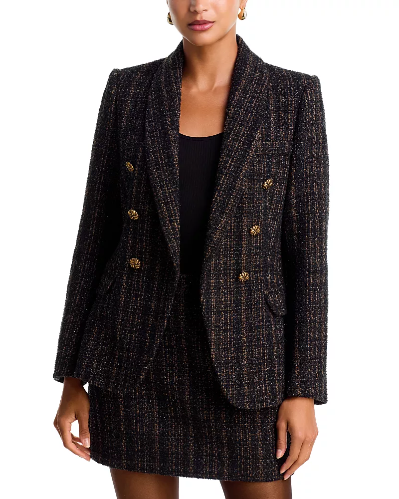 Aqua Cutaway Double Breasted Tweed Jacket - Exclusive