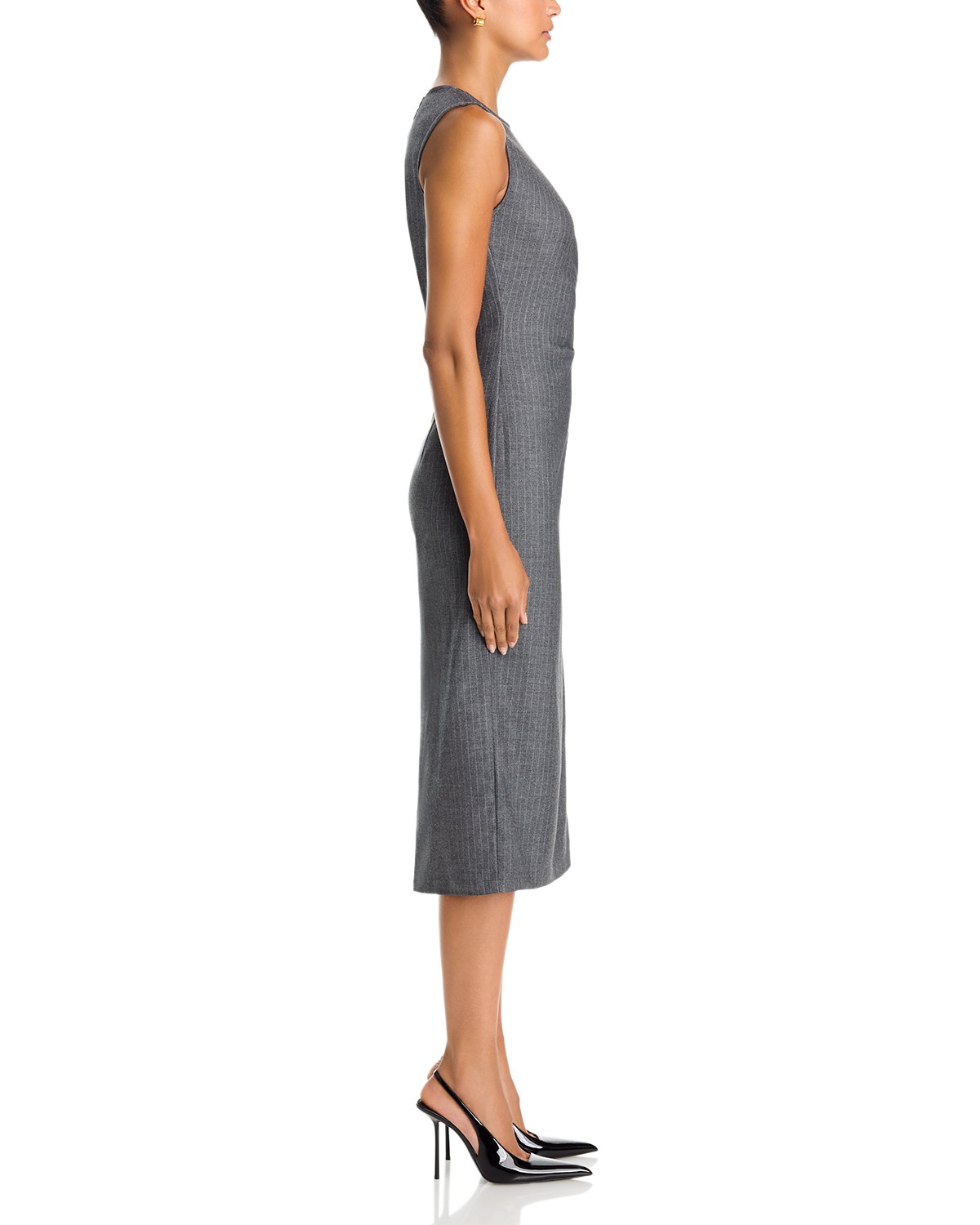 Pinstripe Sleeveless Midi Dress - Exclusive