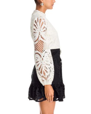 Contrast Lace Long Sleeve Mini Dress - Exclusive - thumbnail 5