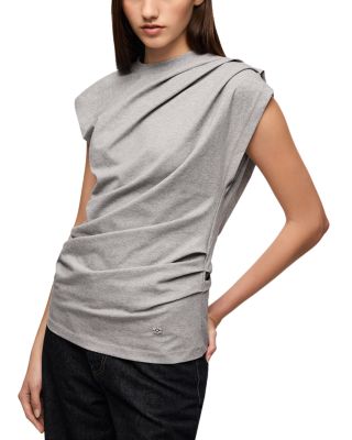 Asymmetric Neck Drape Jersey Top
