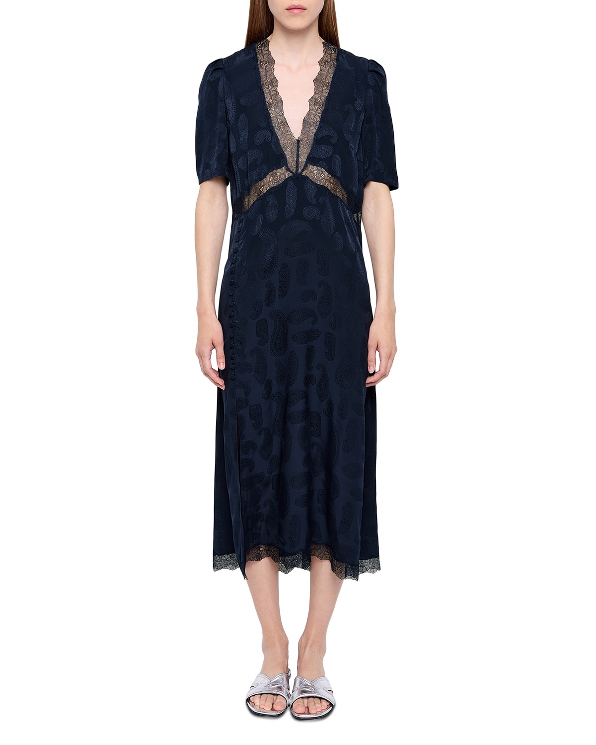 Redox Jacquard Paisley Print Silk Dress