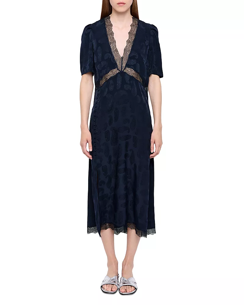 Zadig & Voltaire Redox Jacquard Paisley Print Silk Dress