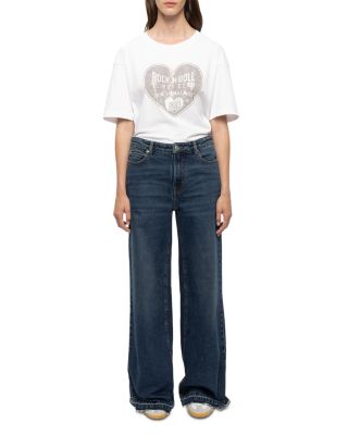 Zadig & Voltaire Eli High Rise Wide Leg Jeans in Medium Blue