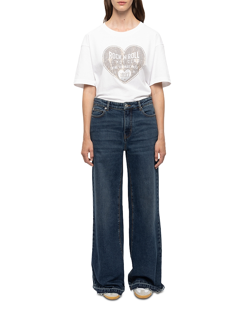 Zadig & Voltaire Eli High Rise Wide Leg Jeans in Medium Blue