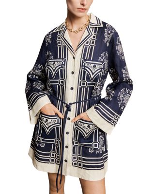 Banderra Printed Linen Mini Dress