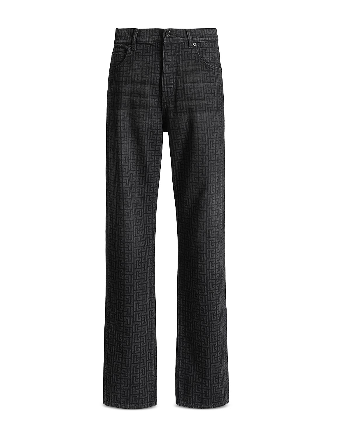Balmain Monogram Pattern Loose Fit Cotton 33.9 Jeans