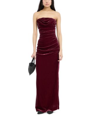 Silk Velvet Ruched Dress