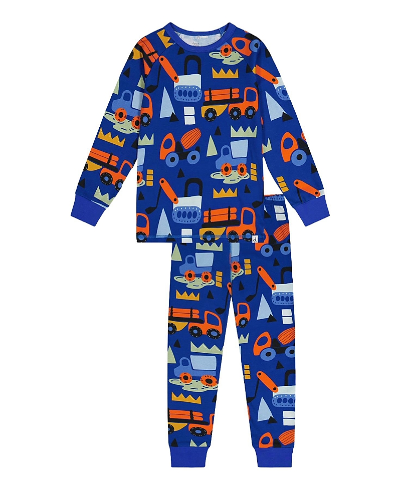 Deux par Deux Boys' Truck Organic Cotton Top Pants Two Piece Pajama Set - Little Kid, Big Kid