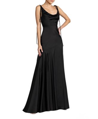  Charmeuse Cowl Gown with Thin Bow Straps
