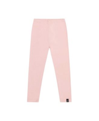 Deux par Deux Girls' Ribbed Elastic Waist Logo Patch Leggings - Little Kid
