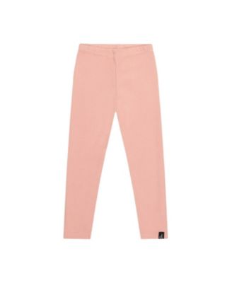 Deux par Deux Girls' Ribbed Elastic Waist Logo Patch Leggings - Little Kid