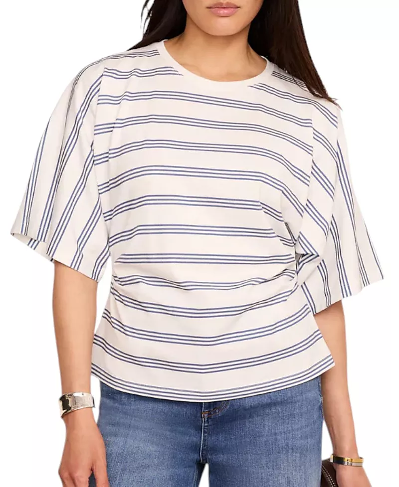 Mint Velvet Women's Cotton Stripe Batwing T-Shirt