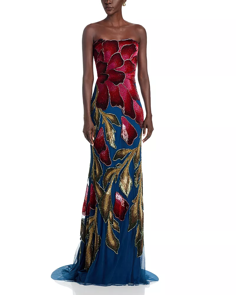 Theia Marie Strapless Beaded Gown