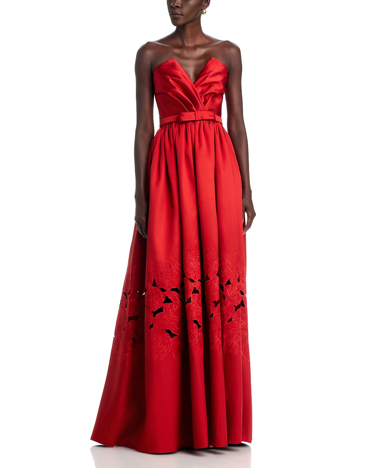 Theia Lena Embroidered Mikado Gown