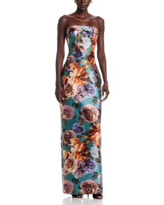 Cleo Printed Strapless Column Gown