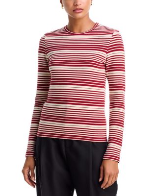 Rib Stripe Stretch Cotton Long Sleeve Tee