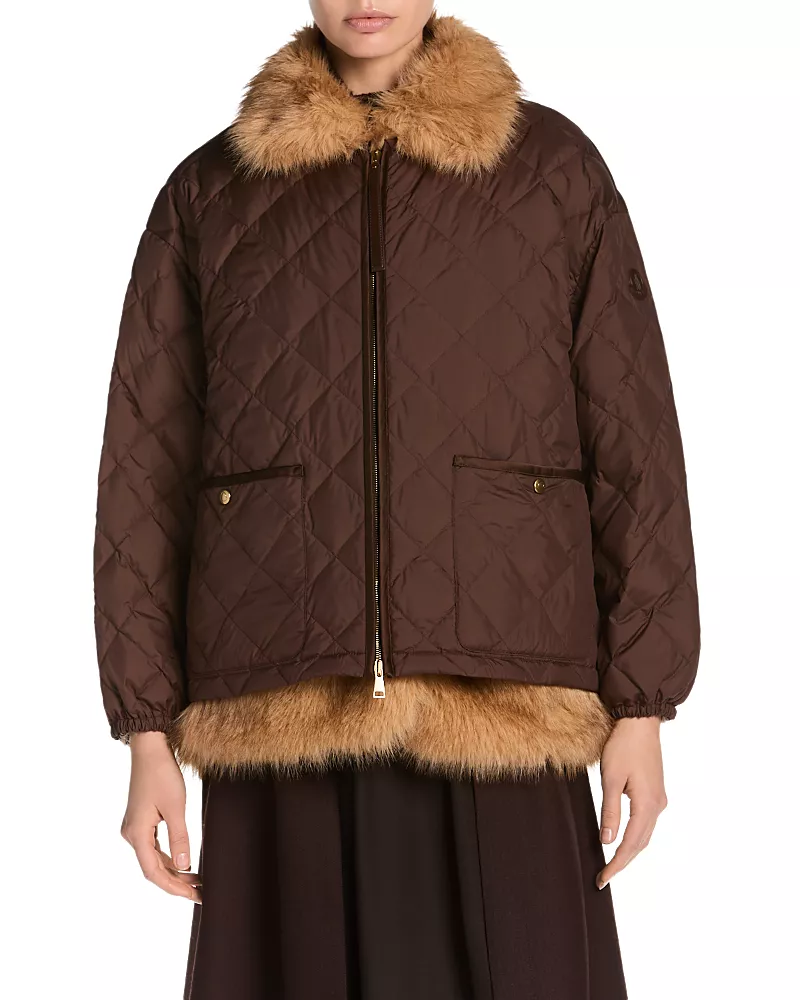 Moncler Chalereux Faux-Fur Vest & Quilted Down Coat