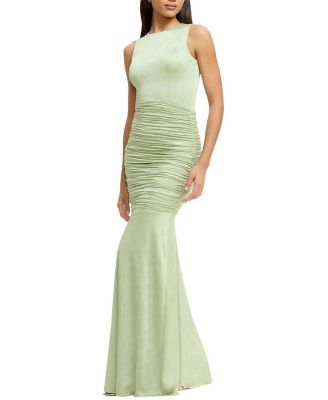 Dress the Population Violetta Bateau Neck Ruched Mermaid Gown