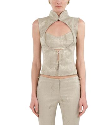  Braid-Trim Bustier Top