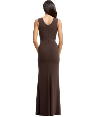 Sandra V-Neck High Slit Fitted Gown - thumbnail 6