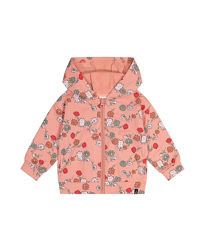 Deux par Deux Girls' French Terry Cat Hooded Zip Cardigan - Big Kid