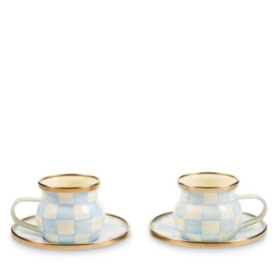 Sky Check Espresso Cup & Saucer, Set of 2
