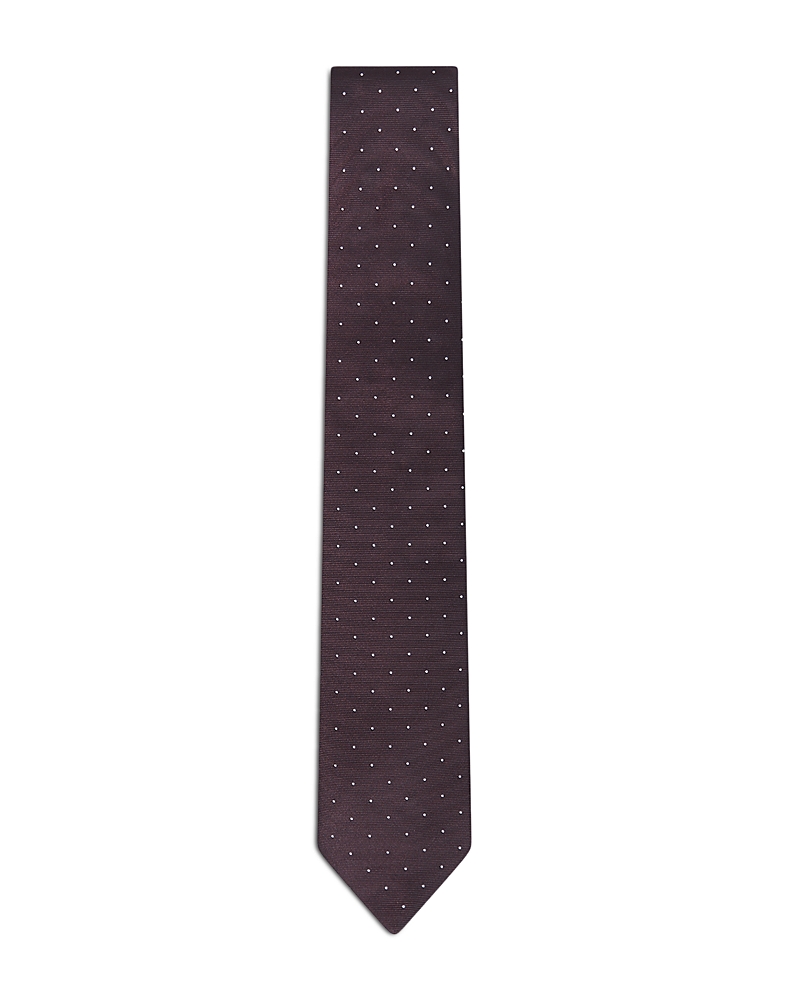 Reiss Liam Textured Polka Dot Tie In Burgundy
