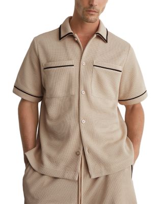 Weaver Short Sleeve Textured Piped Shirt