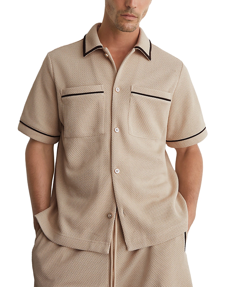 Reiss Weaver Short Sleeve Textured Piped Shirt